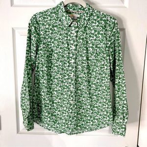 Boden 100% cotton Green and white classic button down long sleeve shirt EUC